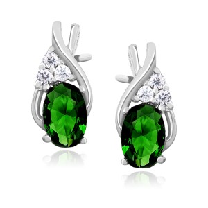 Cercei argint cu piatra verde DiAmanti Z1080ER_G-DIA (Argint 925‰ 1,5 g.)